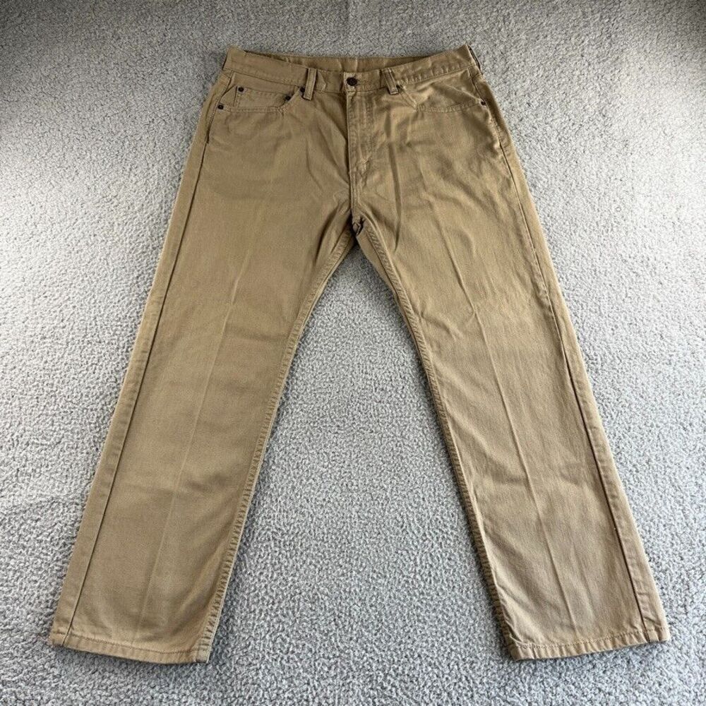 NEW Levis 505 Jeans Mens 36x29 Beige Straight Leg Regular Fit Denim Grunge Chore